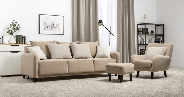 Диван-кровать прямой Дакота ТД 582 велюр Vendetta 02 кремовый, Riga 1598 z1 col 6 бежевый, Romeo 02