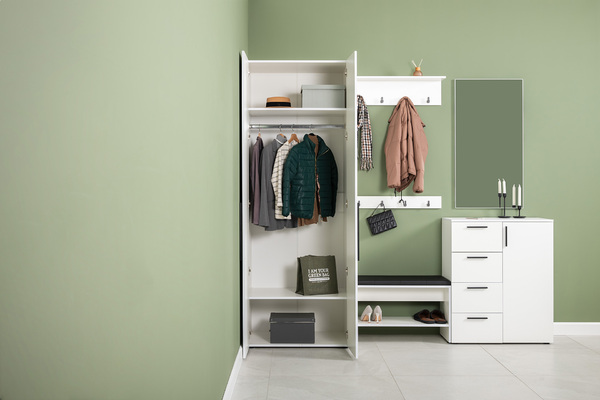 Прихожая Эйр композиция 2 белый PE шагрень, собирается на любую сторону