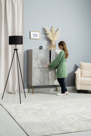 Шкаф Флоу 16.329 кашемир 5981 BS, белый PE шагрень, фотопечать