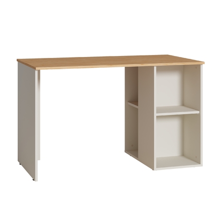 Стол письменный Лайт 12.163 сатин 7045 SU, гикори рокфорд натуральный KO86 PW, сборка на любую сторону, два варианта сборки тумбы