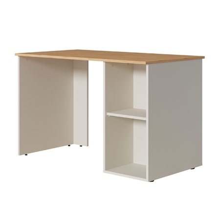 Стол письменный Лайт 12.163 сатин 7045 SU, гикори рокфорд натуральный KO86 PW, сборка на любую сторону, два варианта сборки тумбы