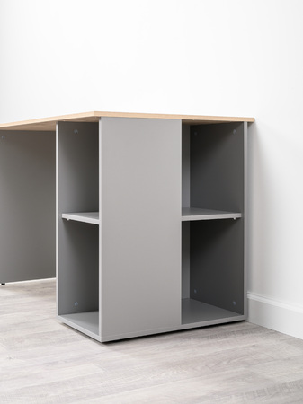 Стол письменный Лайт 12.163 серый шифер, дуб белый exclusive OW D4430, сборка на любую сторону, два варианта сборки тумбы