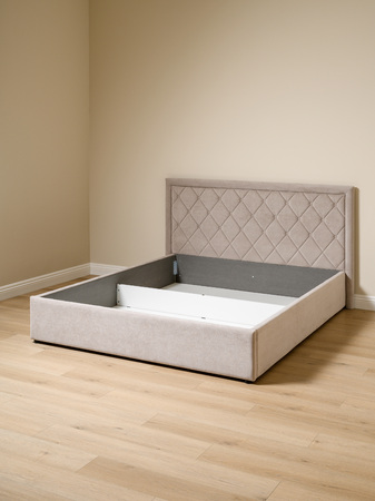 Кровать Марион 160 велюр OCEAN 005 темно-бежевый с ортопедическим основанием и подъемным механизмом (спальное место 160 х 200)