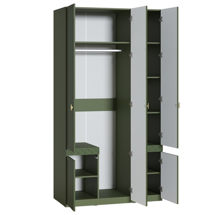 Шкаф для одежды Марион 16.340.03 дымчатый зеленый K521, олива шагрень AG 1050 ПВХ (собирается на любую сторону)