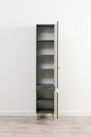 Гостиная Марион композиция 1 дымчатый зеленый K521, олива шагрень AG 1050 ПВХ, белый PE шагрень (собирается на любую сторону)