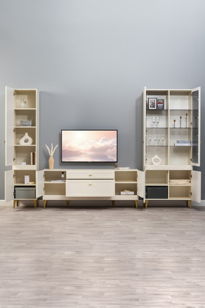 Шкаф-пенал Марион 16.333.01 слоновая кость С341 PE, слоновая кость 6898 ПВХ (собирается на любую сторону)