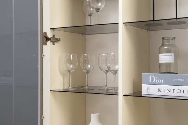 Гостиная Марион композиция 1 слоновая кость С341 PE, слоновая кость 6898 ПВХ, белый PE шагрень (собирается на любую сторону)