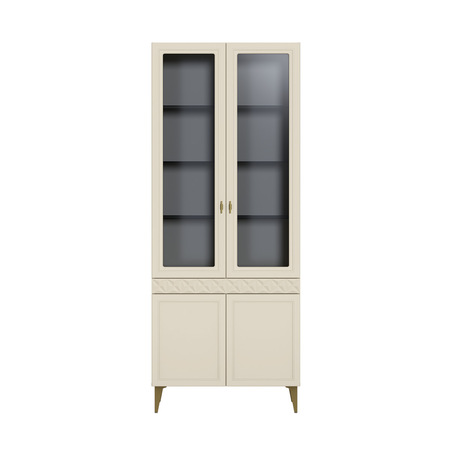 Гостиная Марион композиция 3 слоновая кость С341 PE, слоновая кость 6898 ПВХ, белый PE шагрень (собирается на любую сторону)