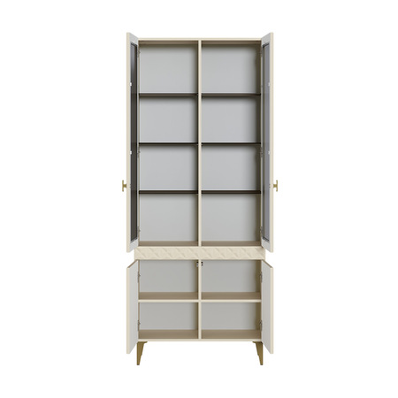 Гостиная Марион композиция 3 слоновая кость С341 PE, слоновая кость 6898 ПВХ, белый PE шагрень (собирается на любую сторону)