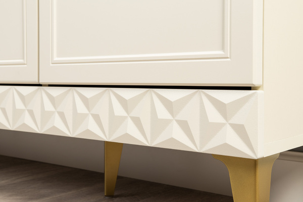 Гостиная Марион композиция 2 слоновая кость С341 PE, слоновая кость 6898 ПВХ, белый PE шагрень (собирается на любую сторону)