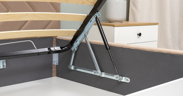 Кровать Милана 160 велюр бежевый кофейный с ортопедическим основанием и подъемным механизмом