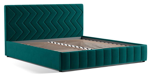 Кровать Милана 180 велюр сине-зеленый с ортопедическим основанием и подъемным механизмом