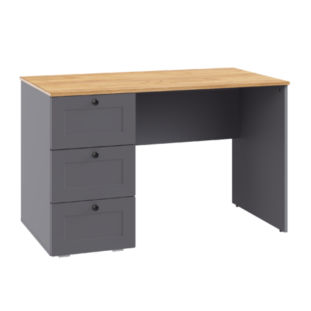 Стол письменный Остин 12.159 серый графит 0162 РЕ, дуб золотой CRAFT, графит ZB 856-2 ПВХ, сборка на любую сторону